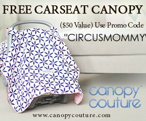A carseat with a free carseat canopy
